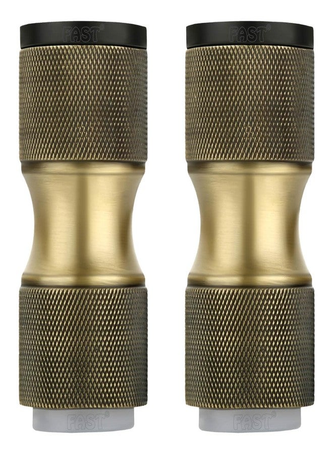 فاست أرجل أريكة دائرية متينة من النحاس الأصفر العتيق مع وسادات مطاطية لتجهيزات أثاث الأرائك والأسرة - FSL03 (نحاس ذهبي وأسود، 4 بوصة) - Image 1